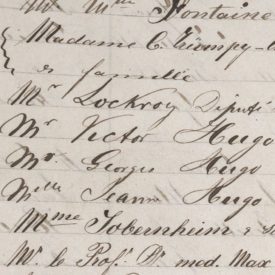 Victor Hugo dans le registre des étrangers de l'Hôtel des Salines de Bex